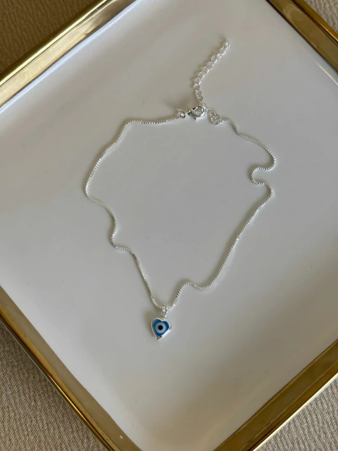 TORNOZELEIRA CORAÇÃO OLHO GREGO NA VENESIANA - 28135