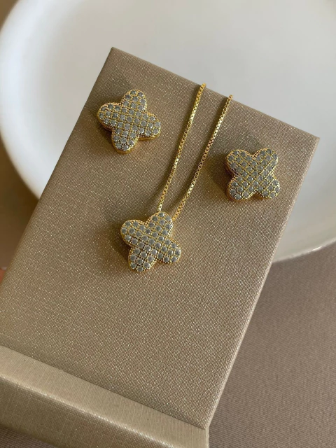 CONJUNTO TREVO ZIRCÔNIA VENEZIANA, 40CM+EXT (FO) 29861 - comprar online