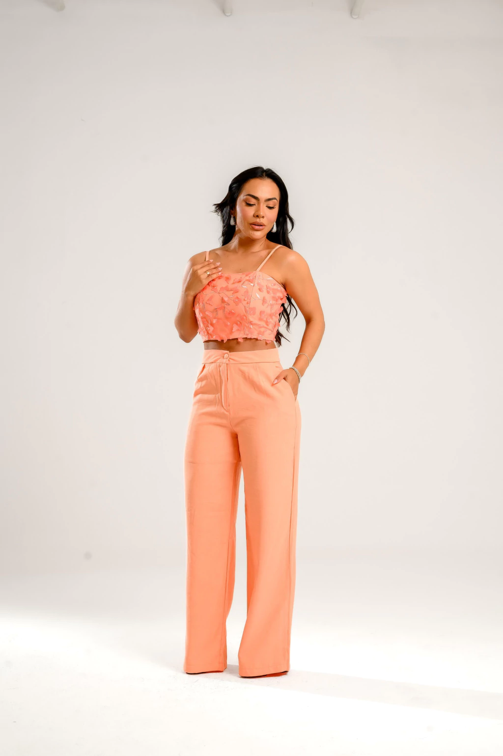 Conjunto de calça renda borboleta