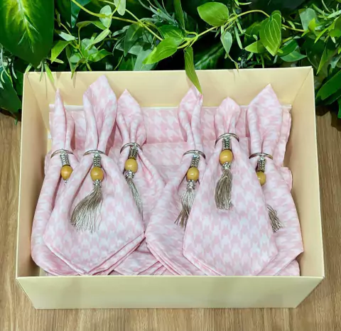 KIT 06 LUGARES ROSA E BRANCO DAMASCO 2