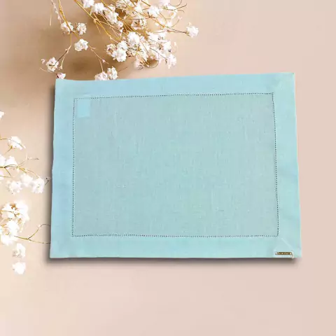 LUGAR AMERICANO AZUL CLARO COM AJOUR LINHO MISTO 35X45CM