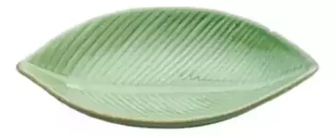 FOLHA DECORATIVA DE CERAMICA BANANA LEAF VERDE 21X11X3CM