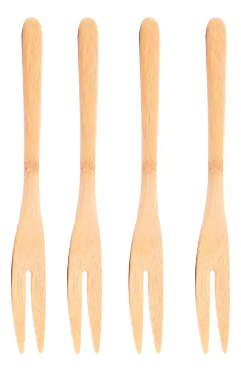 CONJUNTO 4 GARFOS PARA PETISCO DE BAMBU 18CM