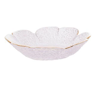 BOWL DE CRISTAL DE CHUMBO MARTELADO C/BORDA DOURADA TAJ FLOR