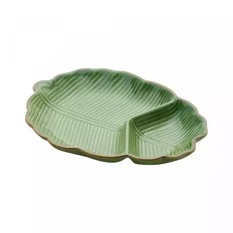 FOLHA DECORATIVA DE CERAMICA BANANA LEAF VERDE 265X20X4CM
