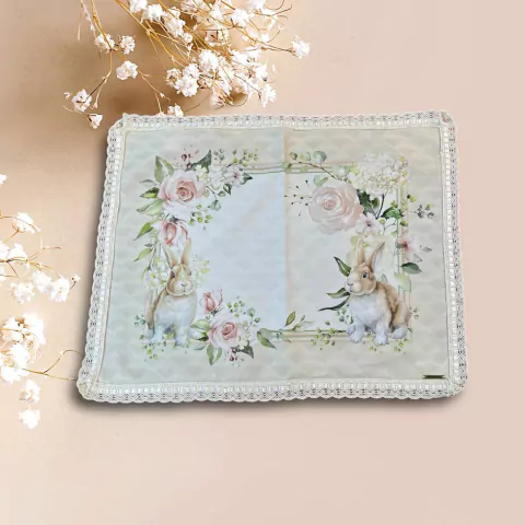 LUGAR AMERICANO 1F COELHO C/RENDA 35x45CM