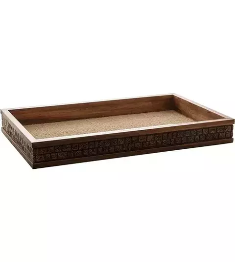 BANDEJA MADEIRA COQUINHO C/SISAL NATURAL 37X23X4CM