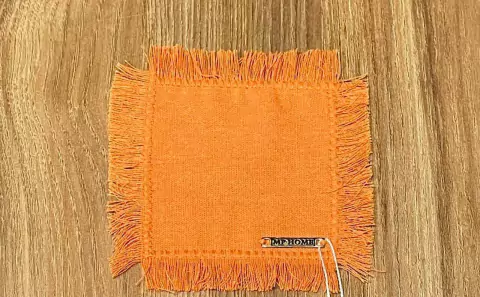 PORTA COPO LINHO LARANJA DESFIADO BORDADO