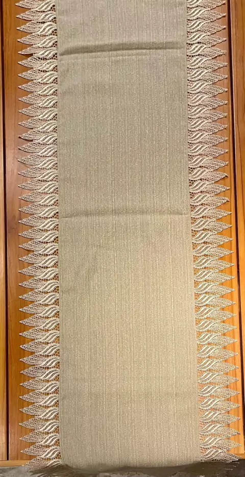 TRILHO DE MESA 1F AREIA LINHÃO RUSTICO COM GUIPURE 2,95X0,45 CM