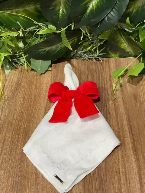 PORTA GUARDANAPO LACO VELUDO VERMELHO 38MM