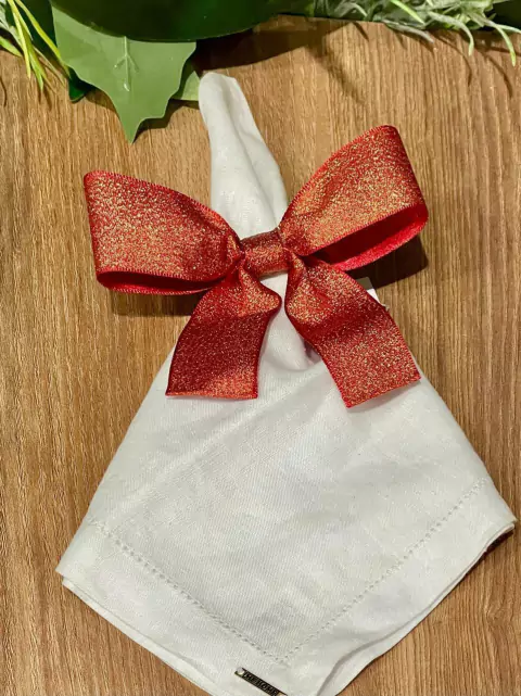 PORTA GUARDANAPO LACO LUREX VERMELHO 38MM