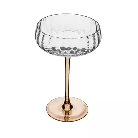TAÇA COUPE DE VIDRO COM HASTE AMBAR