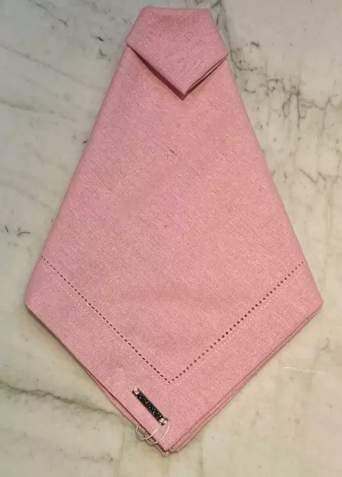 GUARDANAPO ROSA CLARO LINHO MISTO COM AJOUR 50X50CM