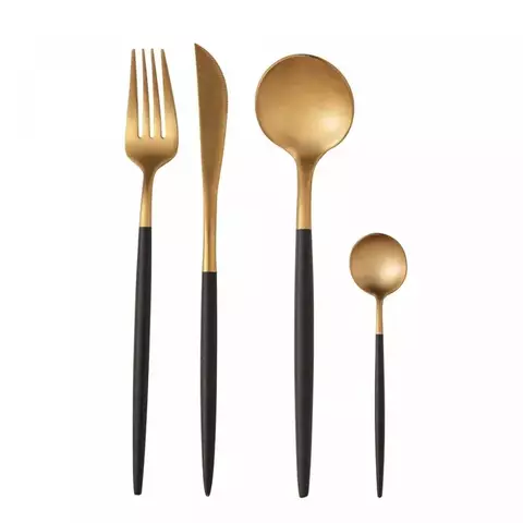 FAQUEIRO 24PC ACO INOX KYOTO DOURADO/PRETO