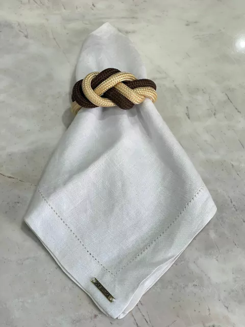 PORTA GUARDANAPO NÓ CORDAO BEGE COM MARROM