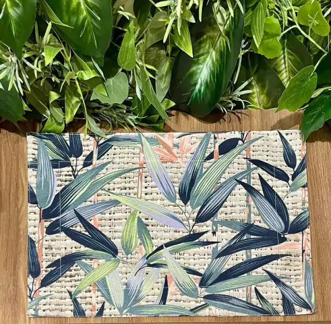 LUGAR AMERICANO DUPLA FACE IMPERMEAVEL VINALIES AZ/FUNDO PALHA 35X45