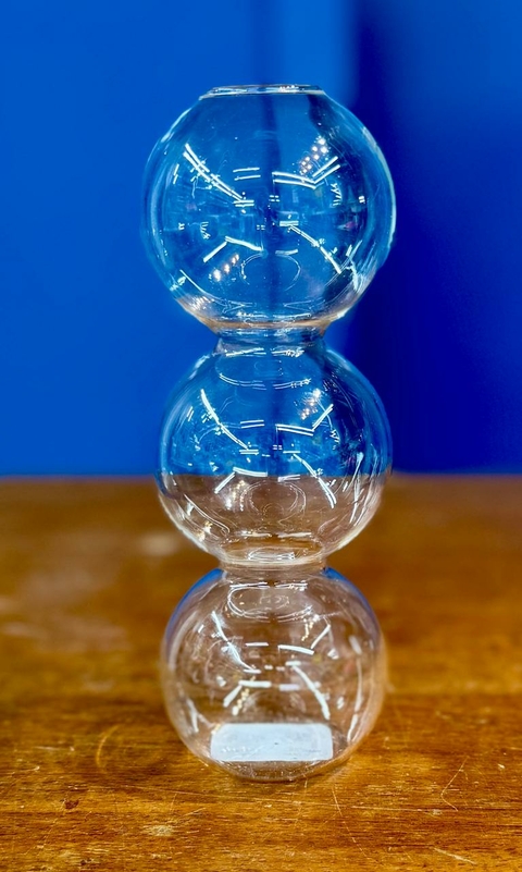 VASO DE VIDRO 3 ESFERAS TRANSPARENTE