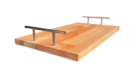 BANDEJA MADEIRA C/ALCA DOURADA LIPTUS 38X18X7CM