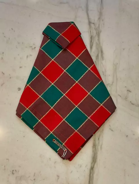 GUARDANAPO XADREZ G VERMELHO/VERDE/DOURADO 42X42CM