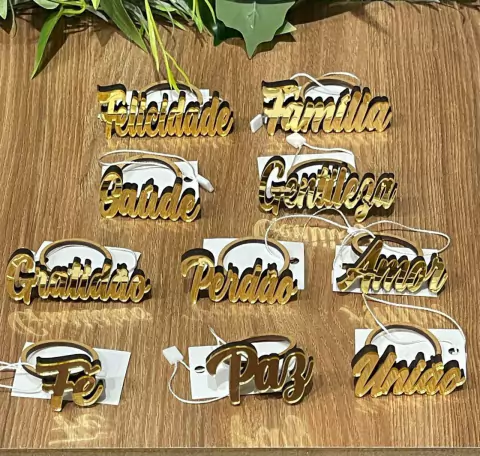 PORTA GUARDANAPO SENTIMENTOS DOURADO KIT COM 10 UNIDADES