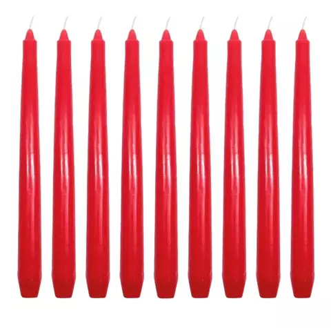 VELA CASTICAL CONICA LISA 25 CM VERMELHA