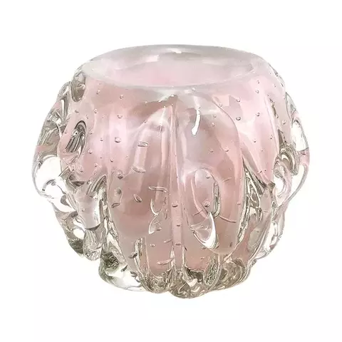 CACHEPOT ZION P JADE ROSA EM CRISTAL MURANO