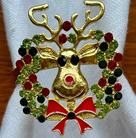 PORTA GUARDANAPO NATAL DOURADO RENA LACO 23