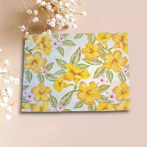 LUGAR AMERICANO DUPLA FACE IMPERMEAVEL IBISCO AMARELO FUNDO BRANCO/AMARELO 35X45CM