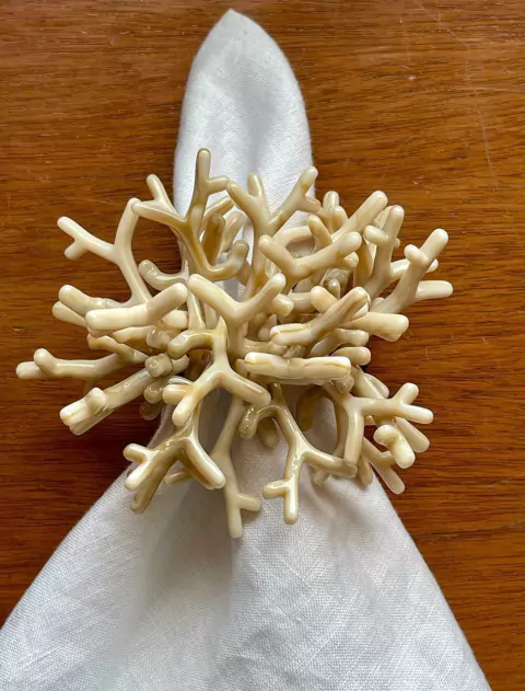 PORTA GUARDANAPO RESINA CORAIS BEGE