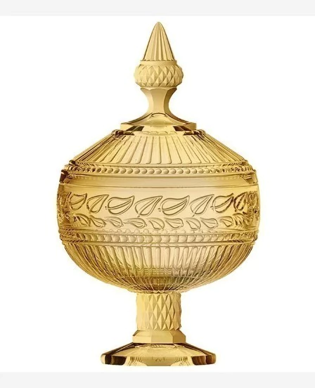 POTICHE REPUBLIC EM CRISTAL COM PE D12XA212CM COR AMBAR