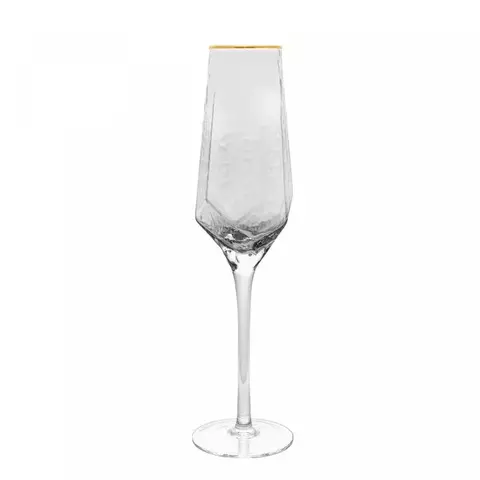 TACA DE CRISTAL P/CHAMPANHE BORDA DOURADA TAJ 300ML