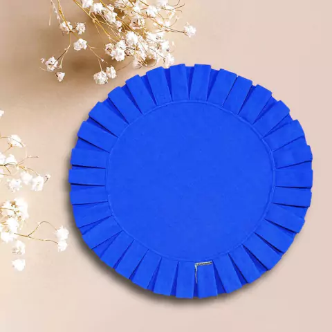 LUGAR AMERICANO REDONDO 1 FACE BABADO AZUL BIC LINHO MISTO 42CM