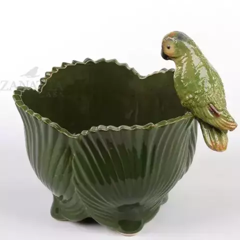 CACHEPOT PALMEIRA P VERDE COM PERIQUITO