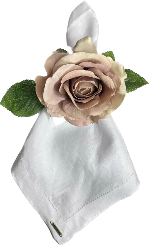 PORTA GUARDANAPO ROSA NUDE MESCLADA COM FOLHA