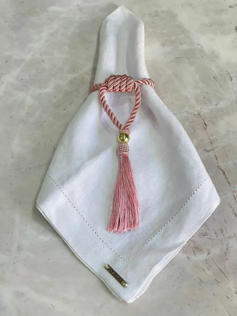 PORTA GUARDANAPO CORDÃO SAO FRANCISCO ROSA SECO 4 VOLTAS COM TASSEL