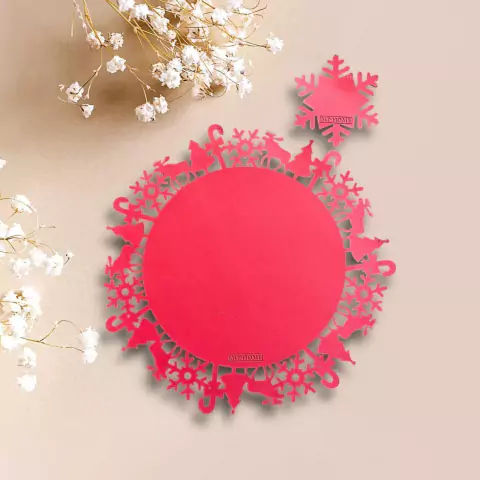 LUGAR AMERICANO DUPLA FACE IMPEMEAVEL NATAL VERMELHO/VERDE CORTE A LASER COURO ECOLOGICO 42CM C/PORTA COPOS