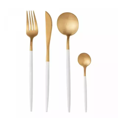 FAQUEIRO 24PC ACO INOX KYOTO DOURADO/BRANCO