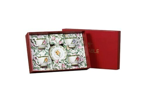 CONJUNTO 4 XICARAS DE CHA COM PIRES TULIPAS