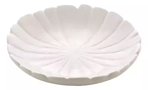 FOLHA DECORATIVA DE CERAMICA BANANA LEAF BRANCO 16X16X3CM