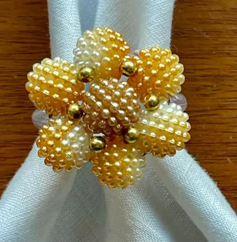 PORTA GUARDANAPO FLOR PEROLA CRAQUELADA AMARELA DEGRADE