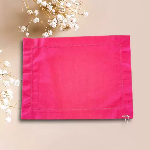 LUGAR AMERICANO 1 FACE PINK COM AJOUR LINHO MISTO 35X45CM