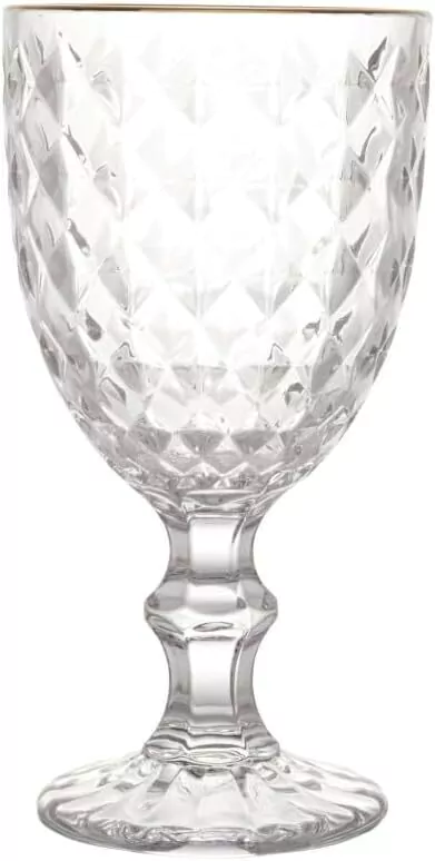 TACA VIDRO P/AGUA C/FIO DOURADO ROMAN 345