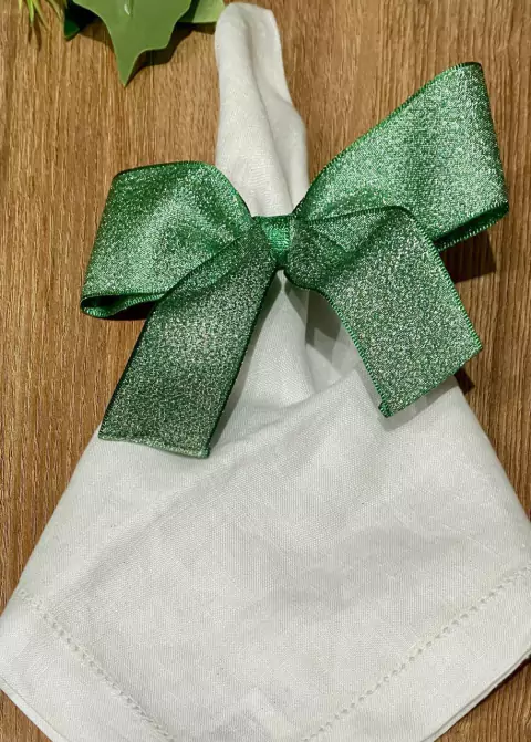 PORTA GUARDANAPO LACO LUREX VERDE 38MM