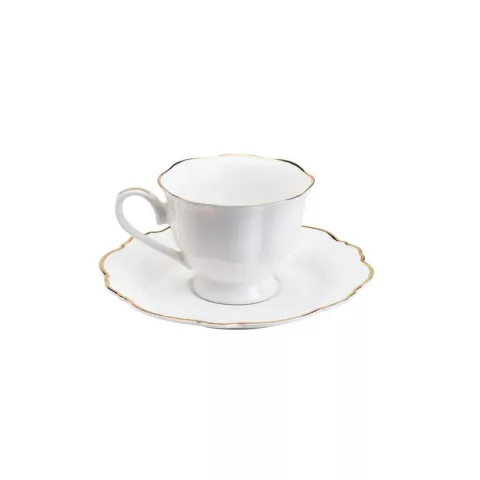 XICARA CAFE PORCELANA MALDIVAS BRANCO C/FIO DOURADO