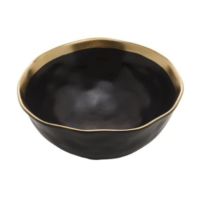BOWL DE PORCELANA PRETO E DOURADO DUBAI 15X6CM