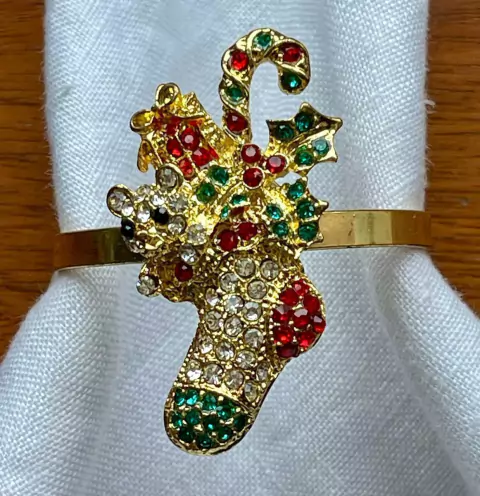 PORTA GUARDANAPO NATAL DOURADO BOTA PEDRAS 23