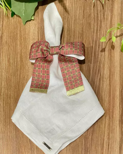 PORTA GUARDANAPO LACO XADREZ VERMELHO/VERDE 38MM