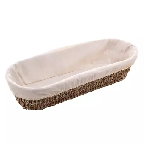 CESTA OVAL DE SISAL COM FORRO EM TECIDO 43,5X15X18CM