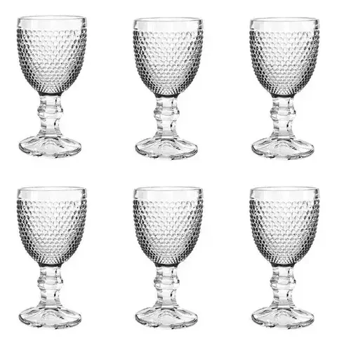 KIT COM 06 TACA BARDOT EM VIDRO 60ML A105 CM