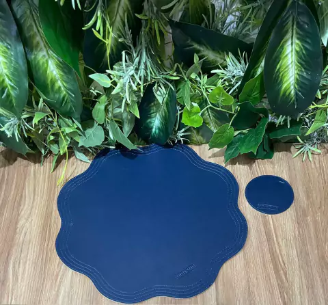 LUGAR AMERICNO DUPLA FACE IMPERMEAVEL FLOR COLECAO CORES E FORMAS AZ ESC/NUDE COURO ECOLOGICO 42CM C/PORTA COPOS